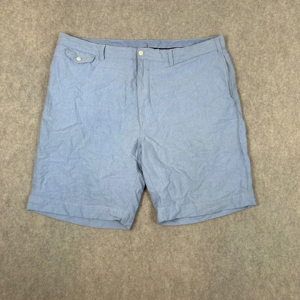 Polo Ralph Lauren Shorts‎ Mens 42 Blue Oxford Cotton Flat Front 9 Inseam